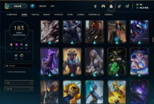 Conta ouro 3 com TODOS os champs e 182 Skins + 750 RP - League of Legends LOL