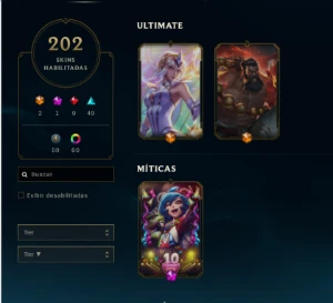 Conta LOL 202 Skins, 155 Campeões e 72 Chromas - League of Legends