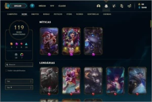 Conta prata 3 com TODOS os champs e 119 skins ( 3 Miticas ) - League of Legends LOL