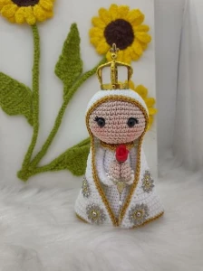 Santinha em crochê - Nossa Senhora - Artesanato e Personalizados