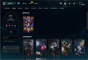 Conta prata 4 com 43 Champs e 21 Skins - League of Legends LOL