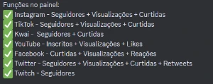 Painel de Seguidores, curtidas e visualizações. - Redes Sociais