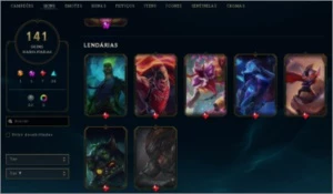 Conta plat 3, 141 skins, todos champs - League of Legends LOL