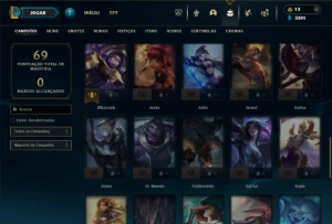 Ouro 4 com 50 Champs e 24 Skins - League of Legends LOL