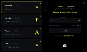 Spoofer para FiveM, Valorant, Fortnite, key 30 dia, discord