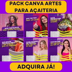 Pack Artes Canva Açaí – 60 Temas Editáveis para Açaiterias - Outros