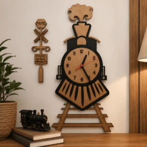 Relógio de Parede Locomotiva em MDF 70 x 46 cm