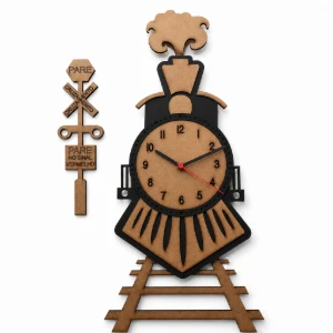 Relógio de Parede Locomotiva em MDF 70 x 46 cm - Artesanato e Personalizados