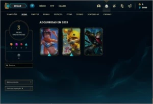 Conta platina 2 Sem email verificado 3 skins e 30 champs - League of Legends LOL