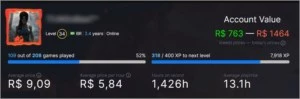 CONTA STEAM NÍVEL 34 - 150 JOGOS - SEM BAN