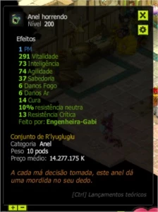 Anel Horrenfo exo pm servidor spiritia - Dofus