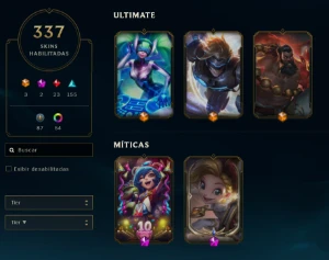 conta LoL e VALORANT com 337 skins, lvl 550, acesso completo - League of Legends