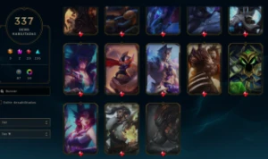 conta LoL e VALORANT com 337 skins, lvl 550, acesso completo - League of Legends