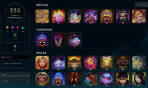 conta LoL e VALORANT com 337 skins, lvl 550, acesso completo - League of Legends