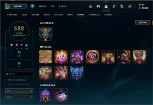 Conta LoL - D4 1185 Skins / 588 ícones / Valorant 50 skins + - League of Legends