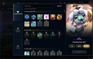 Conta platina 4 todos os champs e 382 skins - League of Legends LOL