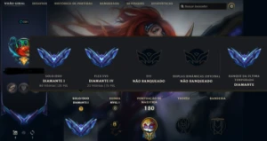 Conta LOL Nível 201, DI soloq e D4 flex, 119 champs 47 skins - League of Legends