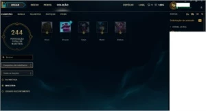 CONTA OURO4 133de137 CHAMPIONS, 13 paginas de runa 83 skins - League of Legends LOL