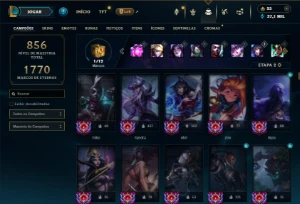 Diamante 3 com TODOS os champs e 221 Skins ( MAIN MID ) - League of Legends LOL