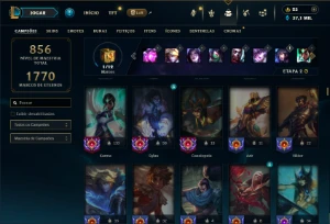 Diamante 3 com TODOS os champs e 221 Skins ( MAIN MID ) - League of Legends LOL