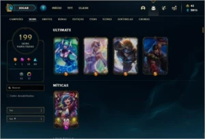 Conta platina 1 com 145 champs e 199 skins ( NIVEL 559 ) - League of Legends LOL
