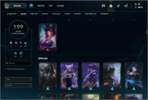 Conta platina 1 com 145 champs e 199 skins ( NIVEL 559 ) - League of Legends LOL