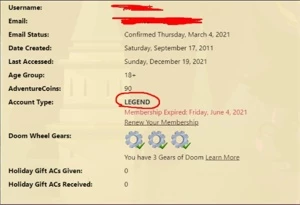 Conta Legend - Adventure Quest World AQW