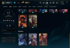 Platina 4 com 100 Champs e 17 Skins + 125 Essencias Miticas - League of Legends LOL