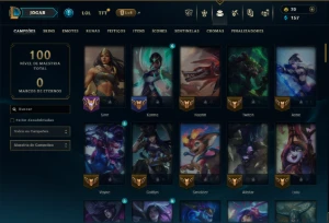Platina 4 com 100 Champs e 17 Skins + 125 Essencias Miticas - League of Legends LOL