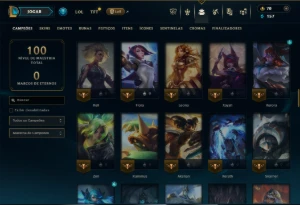Platina 4 com 100 Champs e 17 Skins + 125 Essencias Miticas - League of Legends LOL