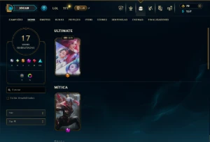 Platina 4 com 100 Champs e 17 Skins + 125 Essencias Miticas - League of Legends LOL