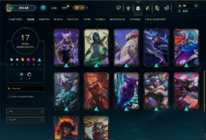 Platina 4 com 100 Champs e 17 Skins + 125 Essencias Miticas - League of Legends LOL