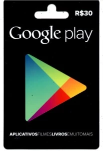 Cartão Google Play 30,00 Reais - Envio Imediato