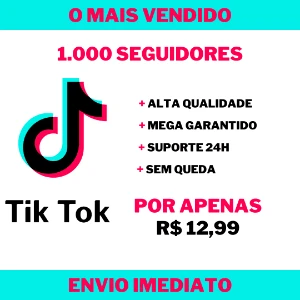 1.000 Seguidores no TikTok - Redes Sociais