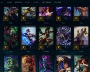 Conta plat 4  lvl 63 52%de winrate. - League of Legends LOL
