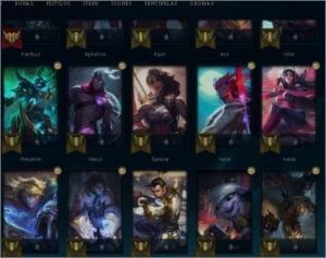 Conta plat 4  lvl 63 52%de winrate. - League of Legends LOL