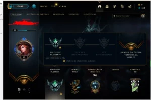 Conta plat 4  lvl 63 52%de winrate. - League of Legends LOL