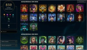 CONTA QUASE TODAS SKINS NO LOL EMOTE CHALL ETC E ++++ - League of Legends