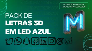 Pack de letras 3D em LED azul