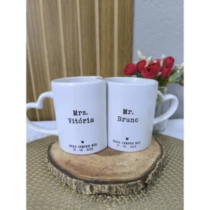 Par de Canecas de Encaixe Personalizadas - Artesanato e Personalizados