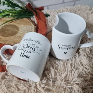 Par de Canecas de Encaixe Personalizadas - Artesanato e Personalizados