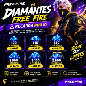 Diamantes Free Fire + Bônus | Recarga por ID