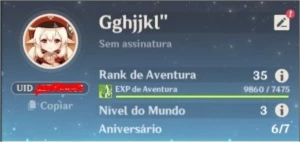 Conta Klee Genshin Impact (Não Funciona em Ps4)