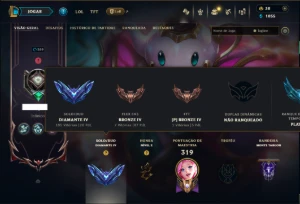 Diamante 4 com 140 Champs e 320 Skins ( ADC / SUP ) - League of Legends LOL