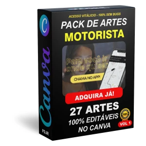 Pack Canva Motorista de Aplicativo - 27 Artes Editáveis - Serviços Digitais