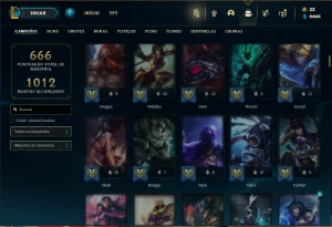 Ouro 4 com TODOS os champs e 272 Skins + 8 Prestigios - League of Legends LOL