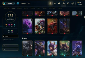 Ouro 4 com TODOS os champs e 272 Skins + 8 Prestigios - League of Legends LOL
