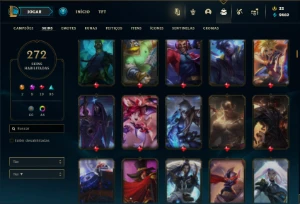 Ouro 4 com TODOS os champs e 272 Skins + 8 Prestigios - League of Legends LOL