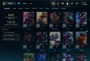 Ouro 4 com TODOS os champs e 272 Skins + 8 Prestigios - League of Legends LOL