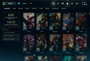 Ouro 4 com TODOS os champs e 272 Skins + 8 Prestigios - League of Legends LOL
